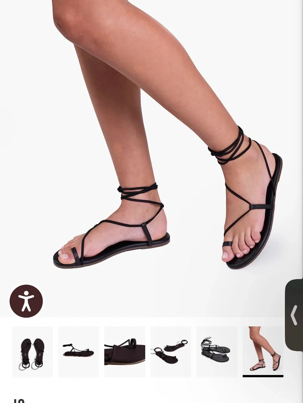 TKEES Black Strappy Lace-Up Toe Loop Sandals
